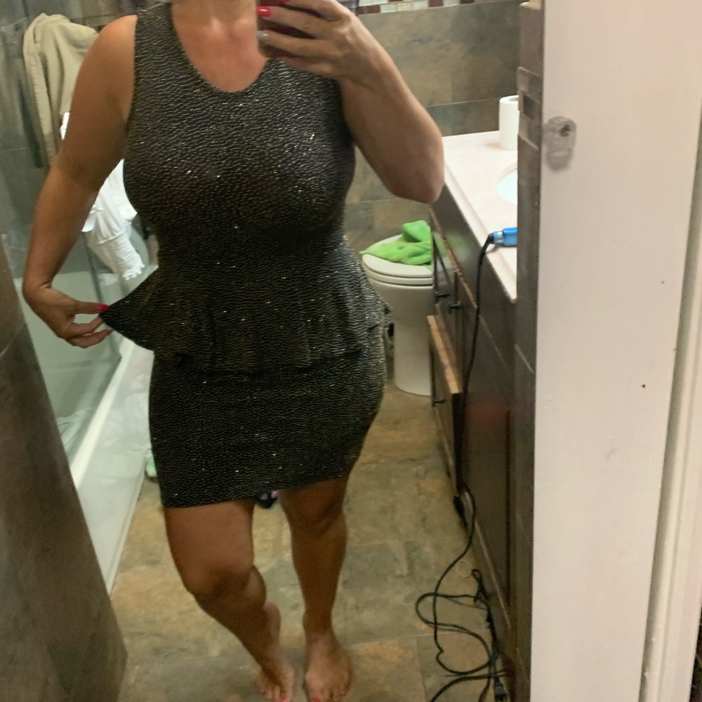 Peplum ruffle sparkle dress